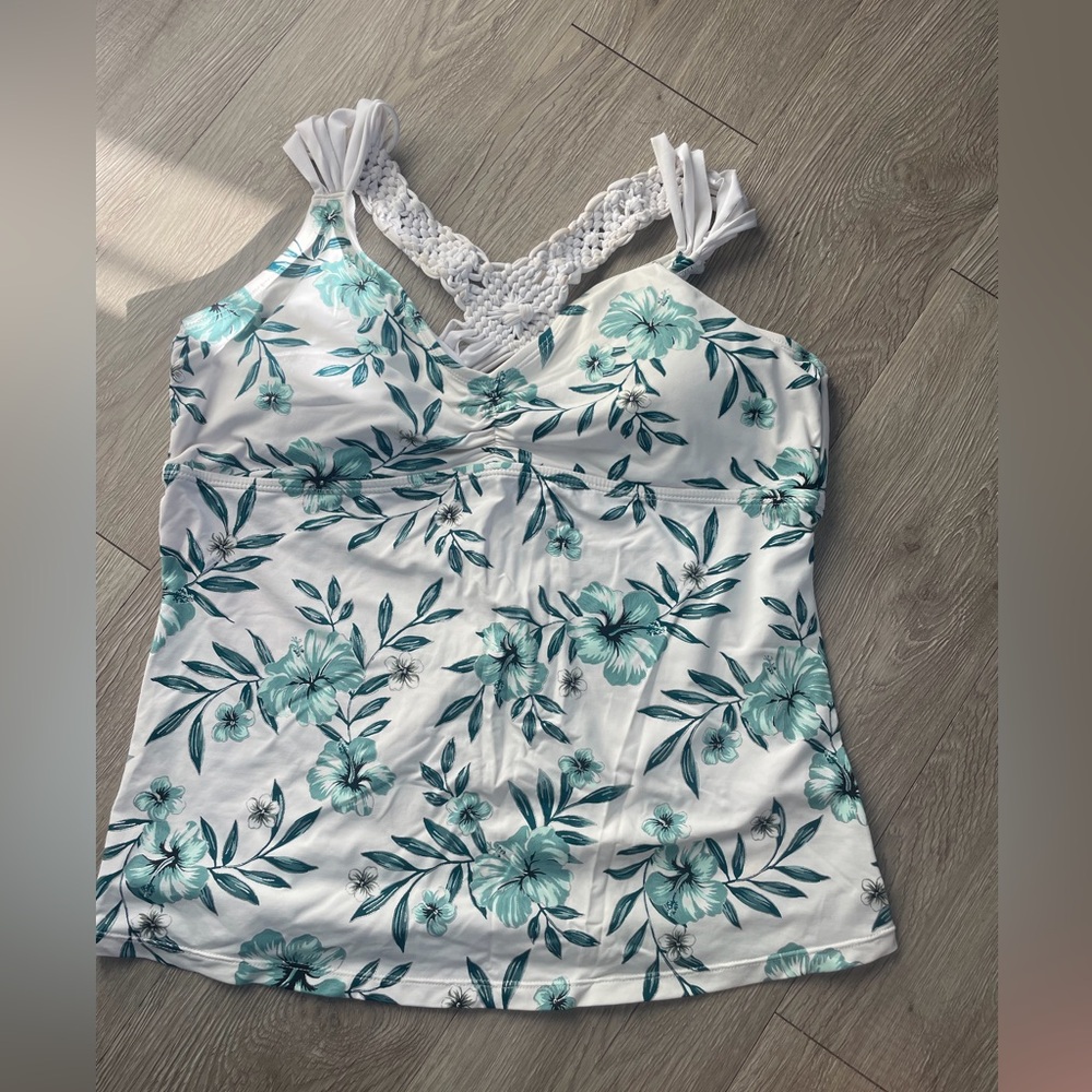 Aerie Floral Bikini Top - White and Green